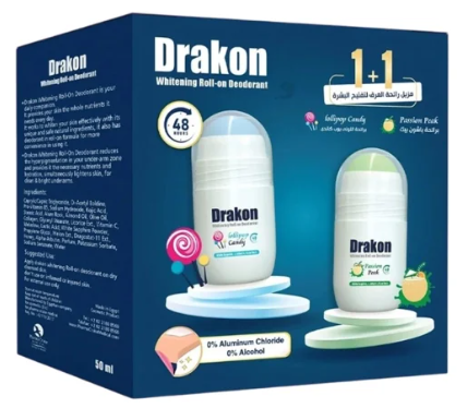 دراكون رول اون لتفتيح البشرة50 مل برائحة الولي بوب كاندي + الباشون بيك (1+1)