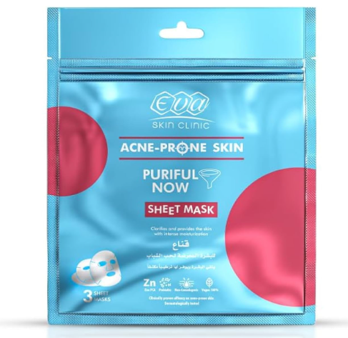 [2949] ايفا سكين كلينيك شيت ماسك قناع لحب الشباب 42مل  كيس 3ق