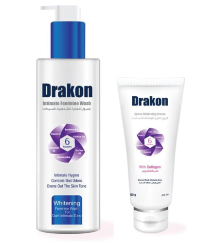 [3769] دراكون روتين تفتيح المناطق الحساسه غسول 200 + كريم 50 جم